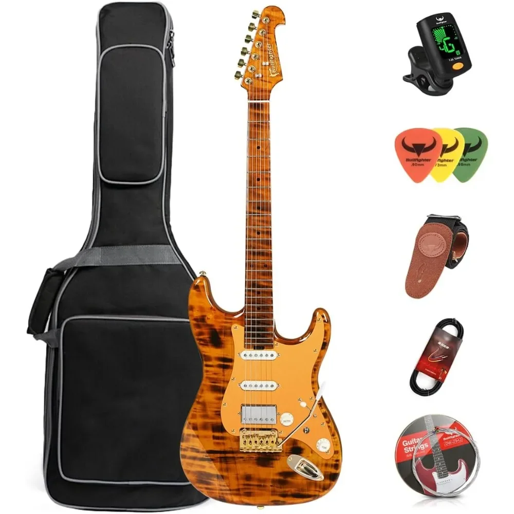 Toro Guitarra Eléctrica Cuello 22 Trastes Cuerpo Aliso Material de Color Vintage Rock Guitarra Eléctrica