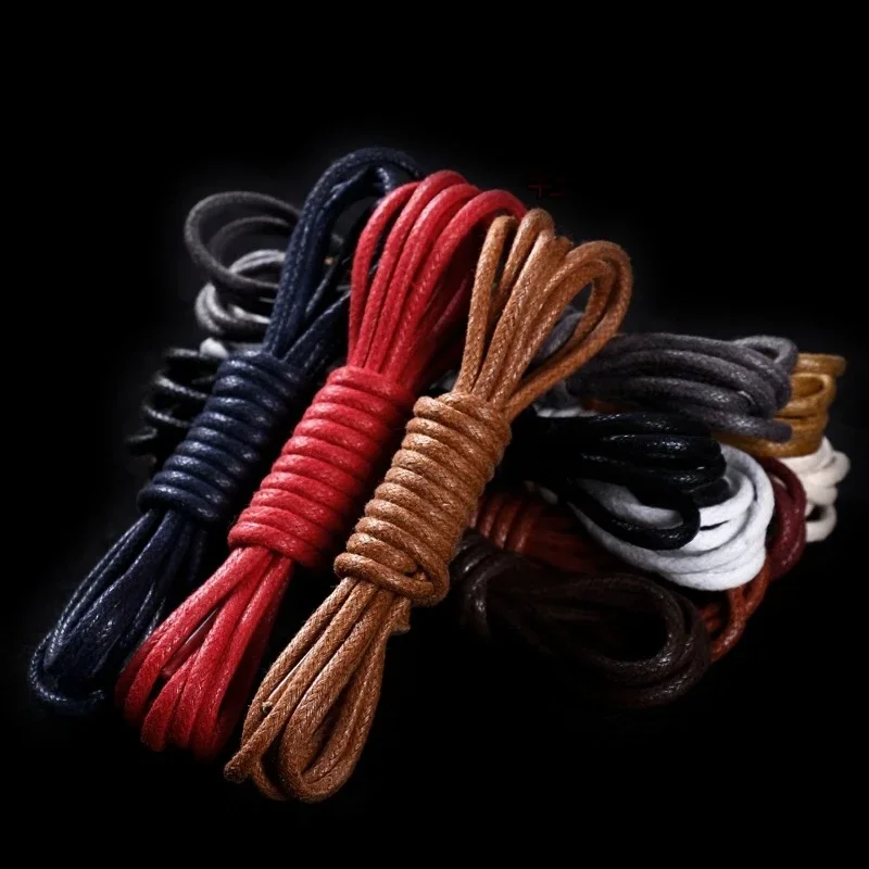 Leather Shoe laces Waxed Cotton Round Shoe laces Waterproof ShoeLaces Men Boots Shoelace 1Pair shoe accessories