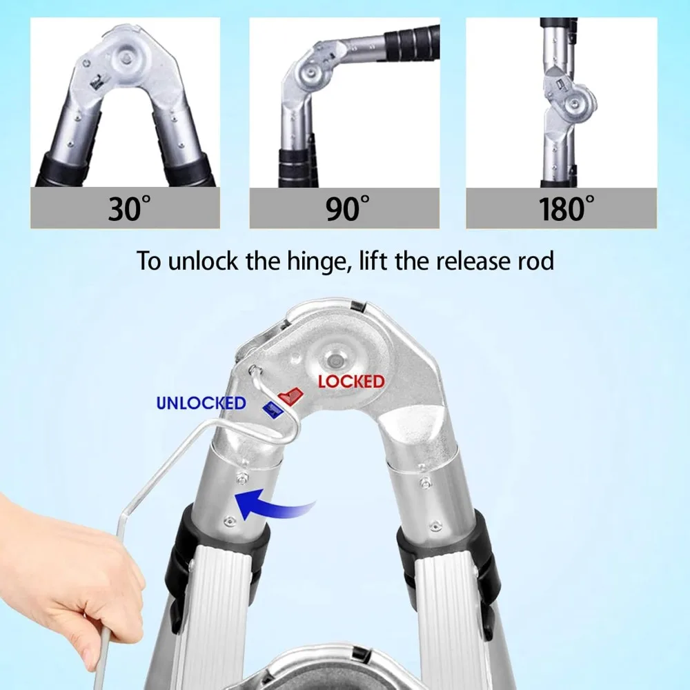 Scaletta doppia in alluminio con capacità di 300 libbre, scala lunga 2 piedi, resistente per uso professionale