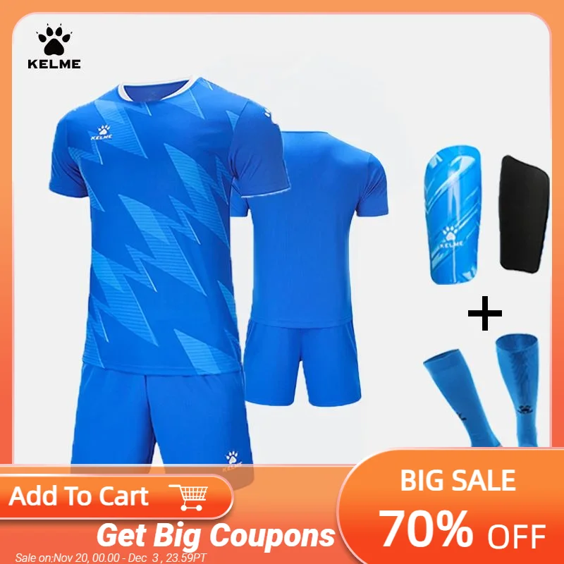 

KELME Football Uniform Suit Male Adult Game Training Short-Sleeved Sports Uniform Jersey Custom 8251ZB1004