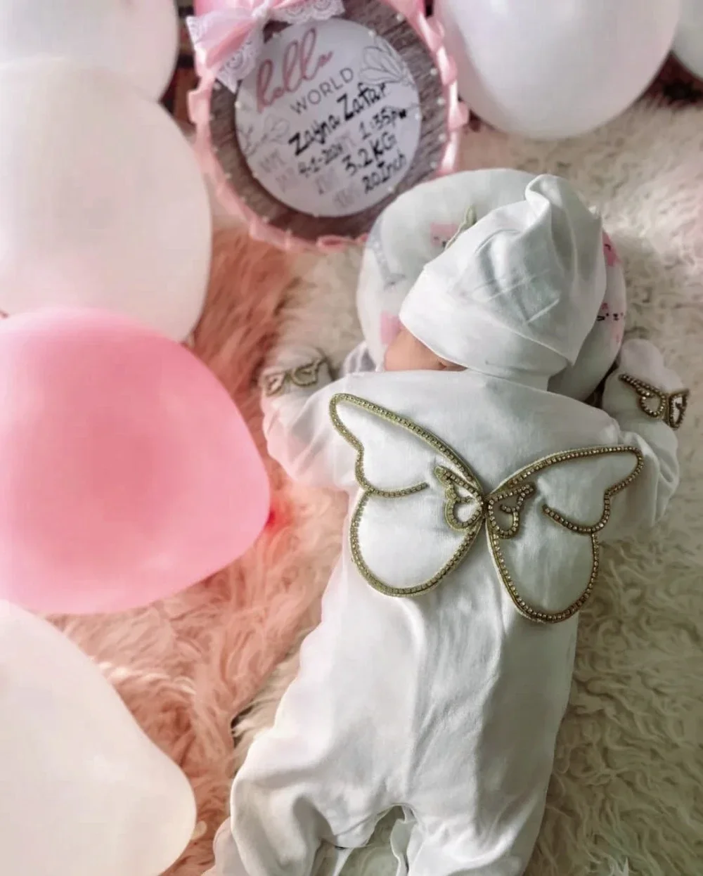 Newborn Baby Crown Jewels Gift Set 3pcs Wings Outfits 0-3m Pajamas Hat Mittens Receiving Blanket Welcome Home Ceremonial dress