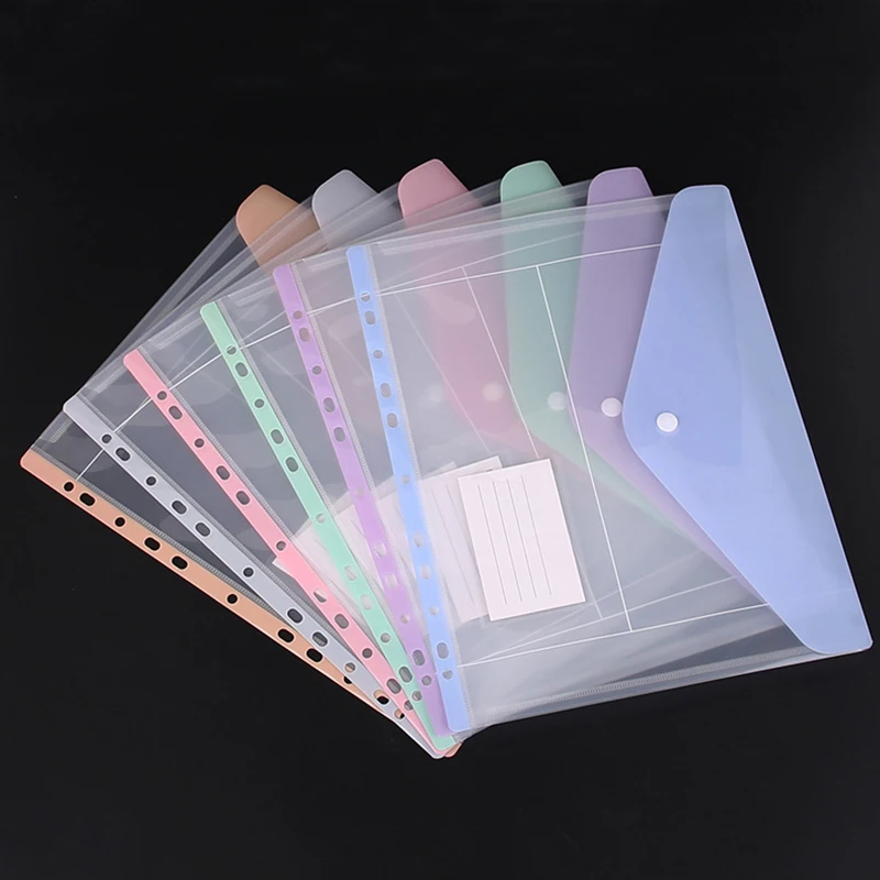 A4/Long File Bag Loose Leaf Transparent Data Book 11Hole File Organizer Mixed Color Binder Pouch