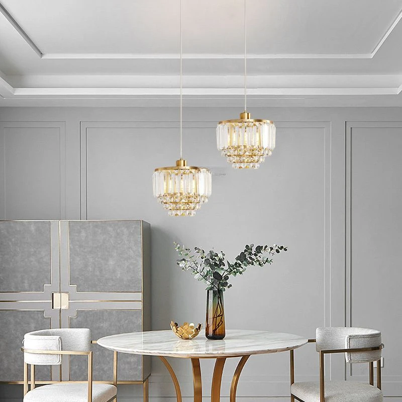 

All copper crystal chandelier American light luxury bedroom bedside lamp modern simple designer restaurant bar lamp