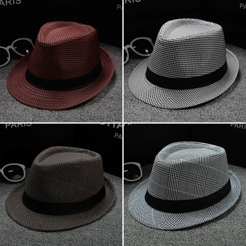 2022 New Spring Summer Retro Men\'s Hats Fedoras Top Jazz Plaid Hat Adult Bowler Hats Classic Version Chapeau Hats