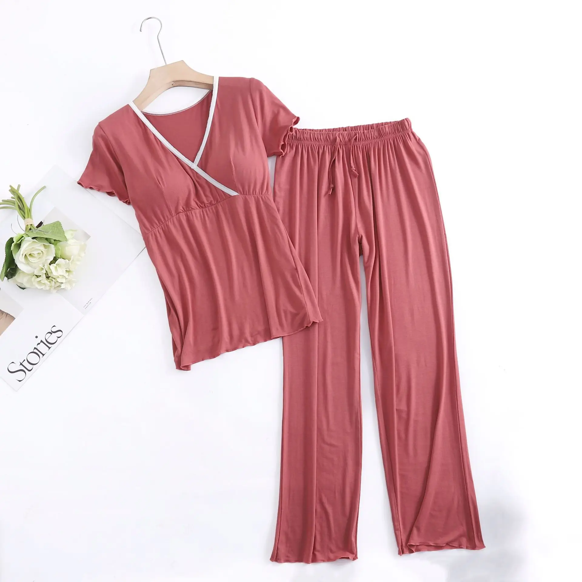 Modal Maternity Nursing Sleepwear Pajamas Set 2025 aummer Short Sleeve Breastfeeding Pyjamas Clothes For Pregnant Women