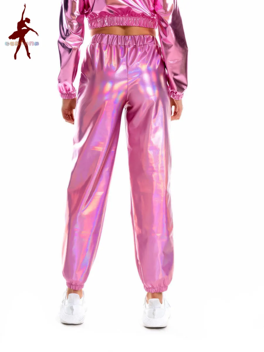 Frauen Nachtclub Pole Dance Hosen Hip Hop Hosen Dj Kostüm Street Dance Bühne Tragen Party Holographische Hosen Cheerleading Lose