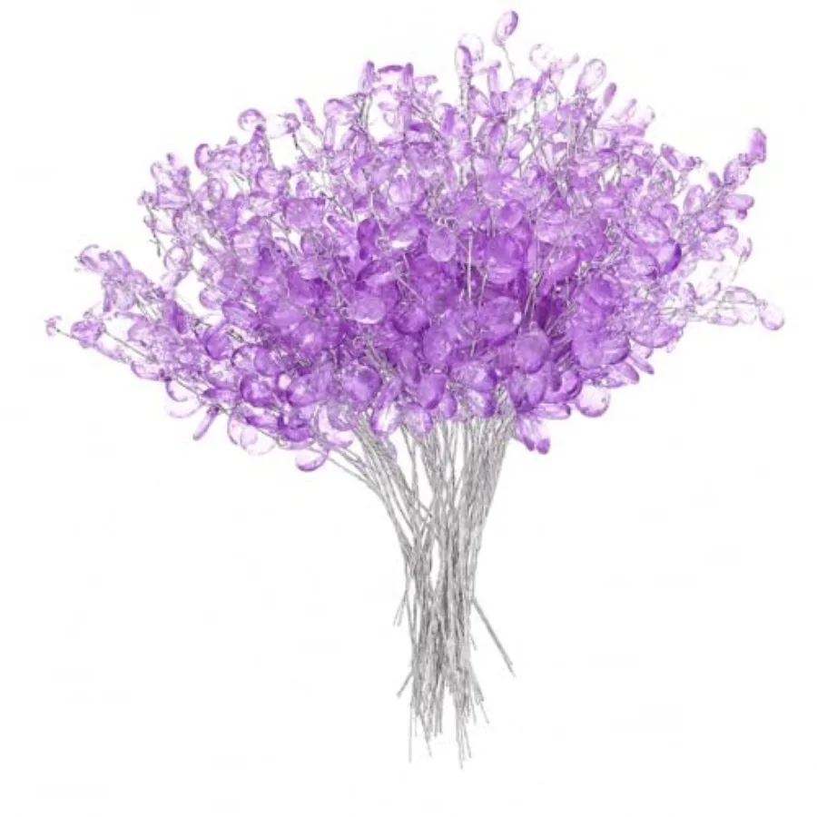 

50PCS Acrylic Bead Drop Stems Crystal Floral Picks Artificial Bouquets Clear Floral Stems Decorative Sprays Floral Twig Picks f