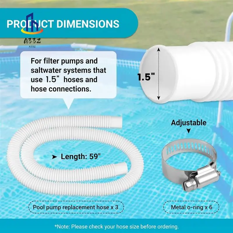 

A33Z-1.5Inch X 59Inch Pool Hoses-Skimmer Pool Hoses For Pool Pump Filter,Pump Hoses Tubes For Above Ground Pool Sand Filter