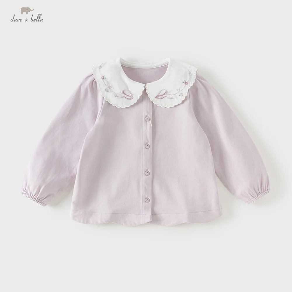

Dave Bella Elegant Shirt for Girl Autumn Spring Children Cotton Blouse Baby Lapel Outdoor Top Kids Clothes Long Sleeve DB1260811