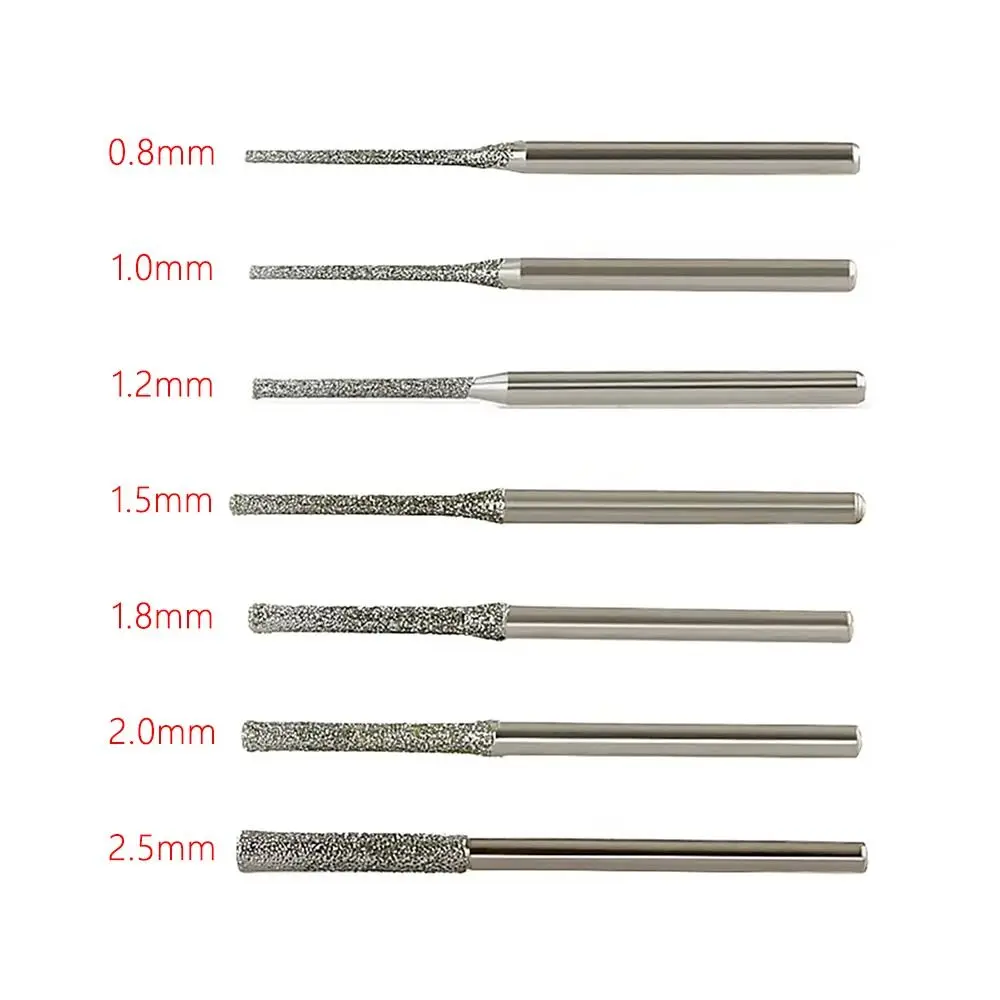 10 шт. 0,8-2,5 мм сверла с алмазным покрытием 2,35 мм хвостовик серебряная полировальная головка шлифовальные заусенцы для сверления стекла, деревообработки
