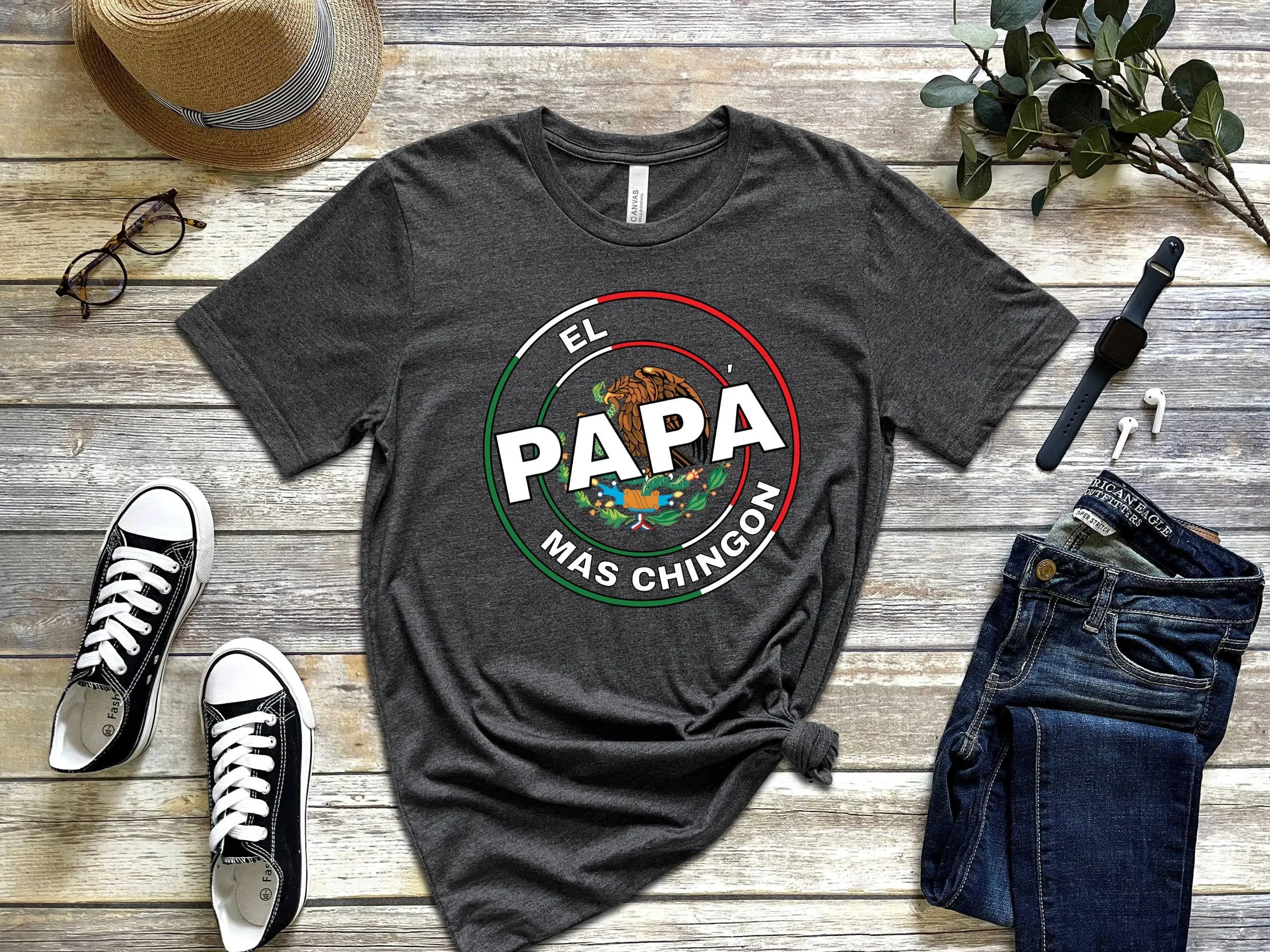 El Papa Mas Chingon T Shirt for Mexican Dad Father's Day Grandpa