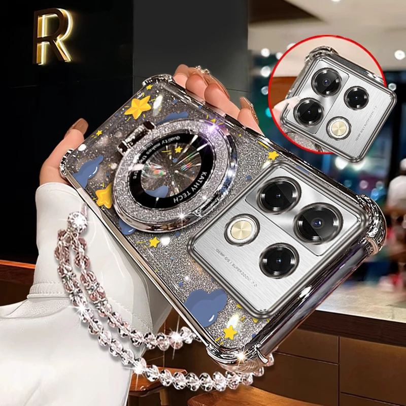 

Note 40pro Желтые звезды Покрытие Браслет Держатель Чехол Для Infinix Note 40Pro 40 itelA70 Smart 7 5 8 SparkG0 2025 2024 Чехол