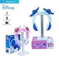 Disney Stitch Wireless Bluetooth Headphones HIFI Stereo Sound Plush Headsets with Mic Kids Gifts Anime Cartoon