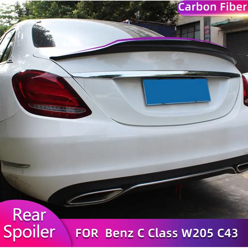 Carbon Fiber Rear Trunk Spoiler Wing for Mercedes-Benz C Class W205 C200 C43 C63 AMG Sedan 2015-2019 Car Rear Spoiler Wing Lip