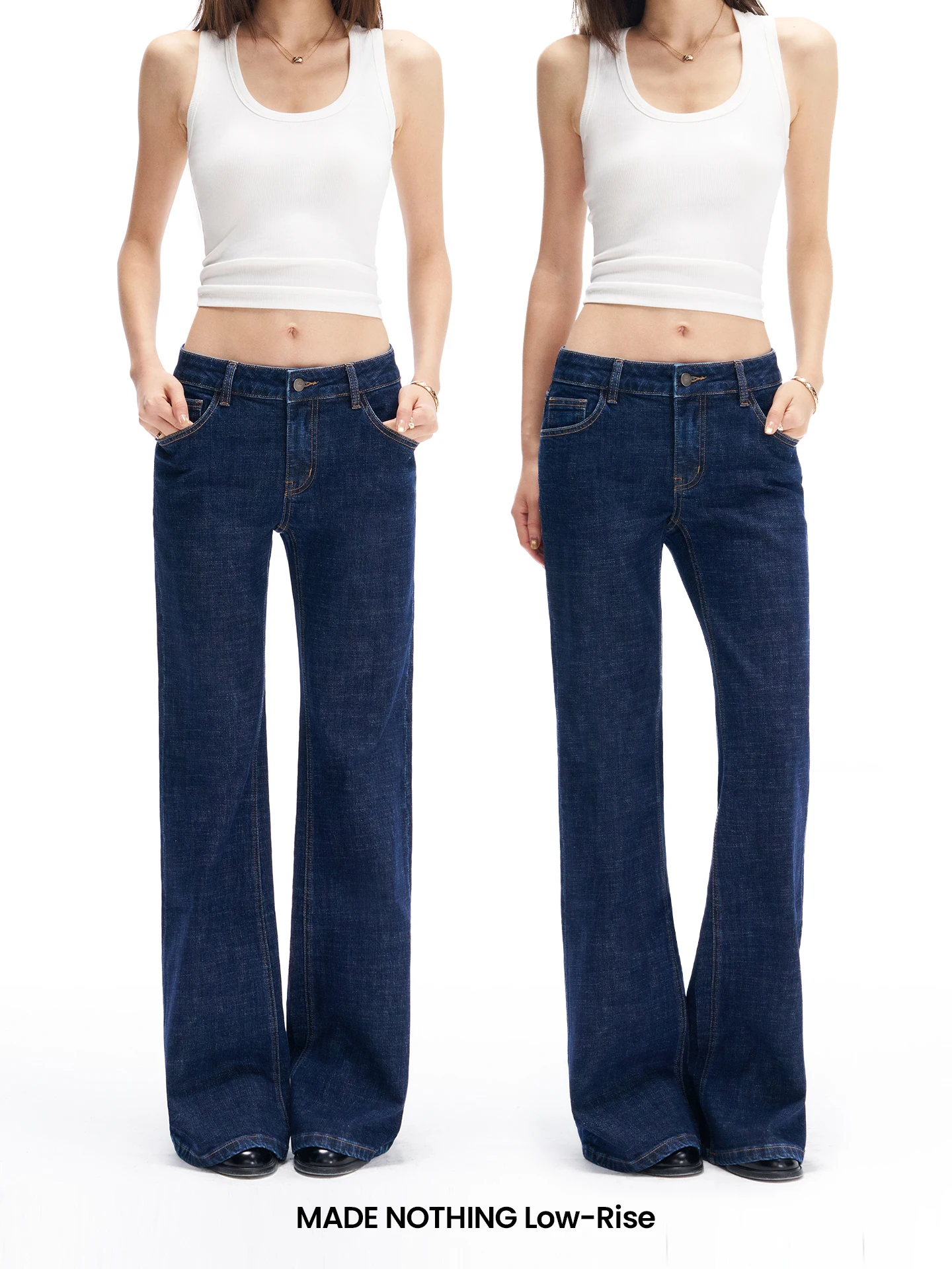 

Low Waist Flare Jeans Women's 99 Cotton Black Label LR701 Heavy Stretch Original Color Micro Flare Denim Pants Ladies' Jeans