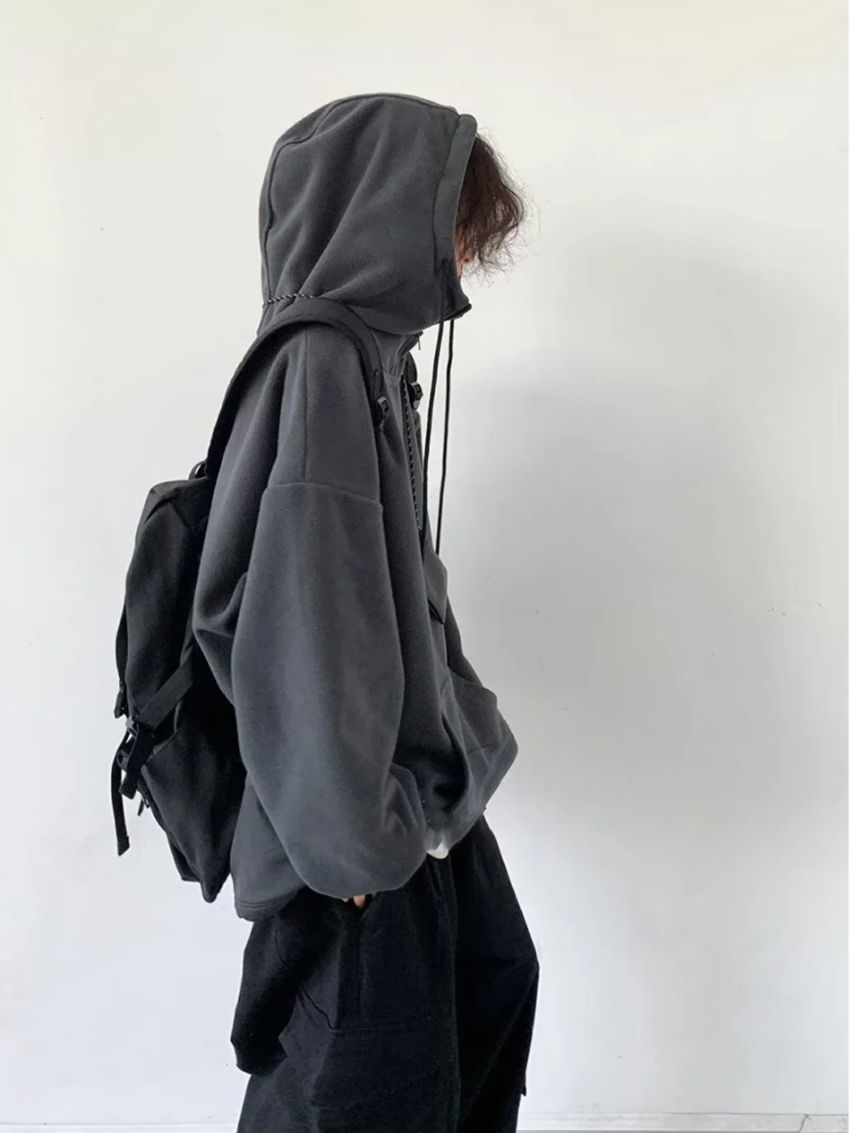 

Японская утепленная флисовая толстовка-худи для студентов, повседневная рабочая одежда, куртка с высоким воротником, мягкая, теплая, осенне-зимняя