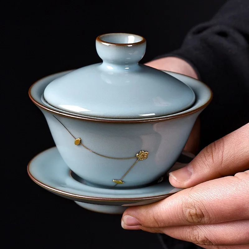 Ceramic Nails Three Cover Bowl High-grade Small Tea Bowl Heat-resistant Household Chinese Kiln Single Kung Fu Tea Set Tea Bowl