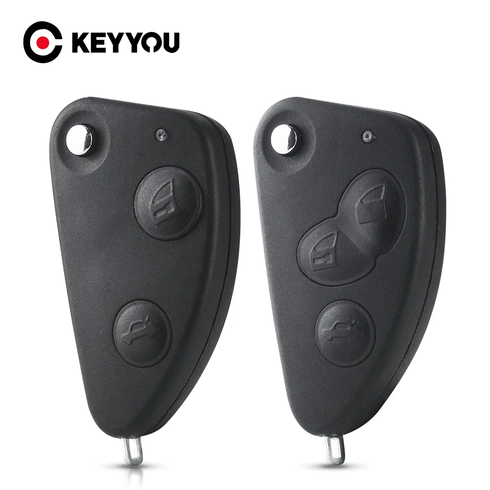 KEYYOU 2/3 Buttons Flip Folding Car Key Shell Cover Case For Alfa Romeo 147 156 166 GT Key Fob SIP22 Uncut Blade