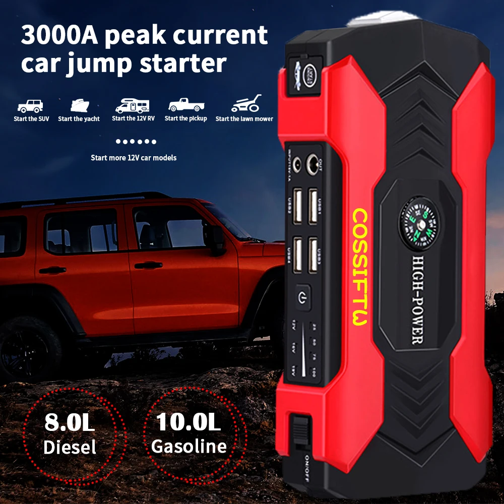 

Portable Car Jump Starter 48000mah High Capacity Jump Start Booster Vehicle Battery Starters Power Bank Peak Current up to 3000A