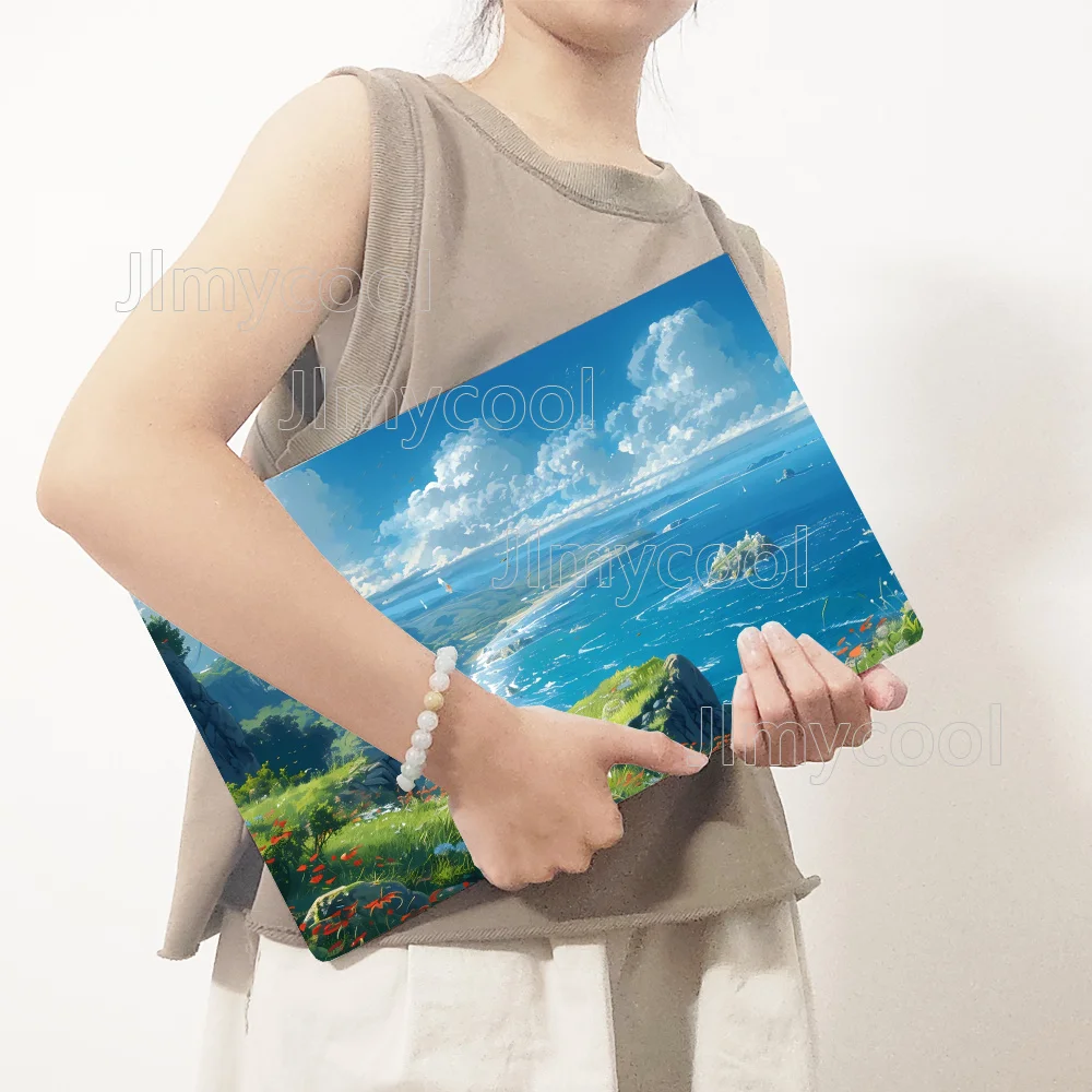 2 Pieces Coastline Anime Vinyl Laptop Sticker Self-adhesive Case for HP Lenovo Apple Easy To Install Decal Stickers