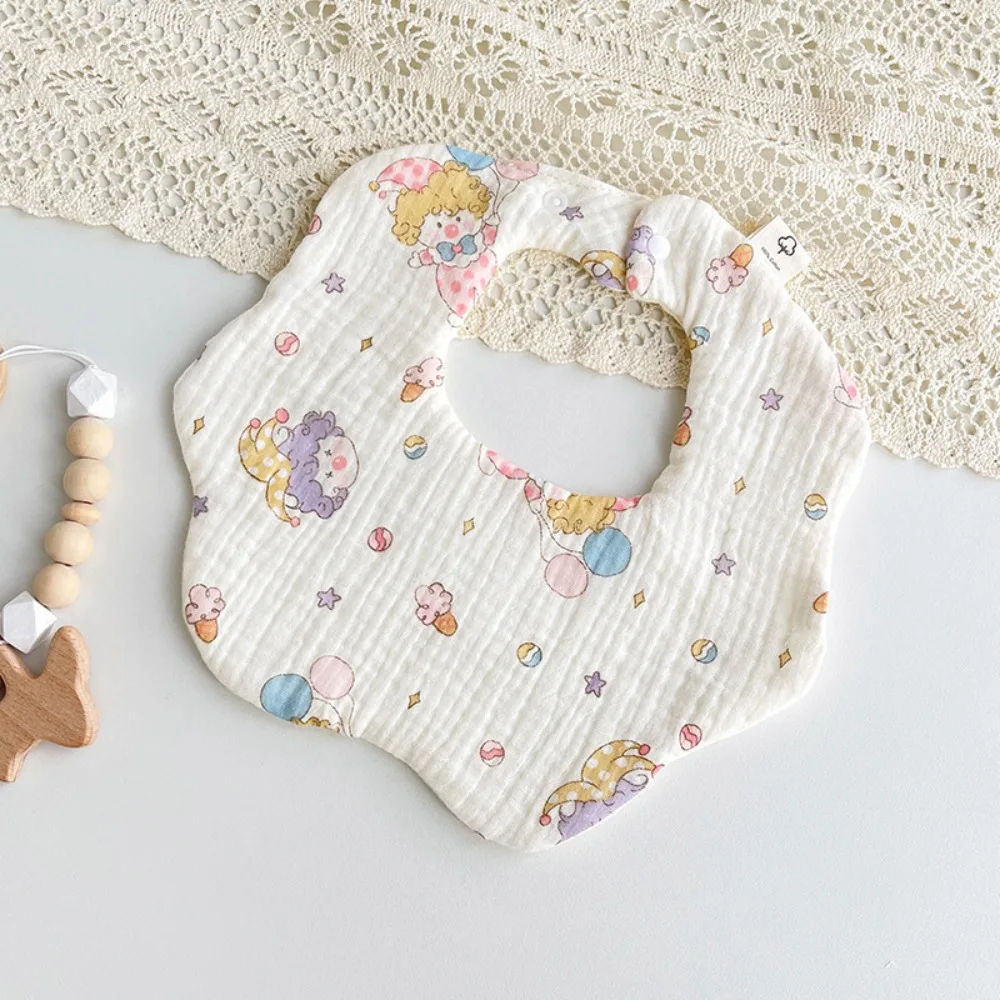 

Милые мультяшные нагрудники против блювоты, хлопковая пряжа, вращающиеся детские хлопковые нагрудники с круглым вырезом в форме цветка, полотенце для слюны, аксессуары для кормления