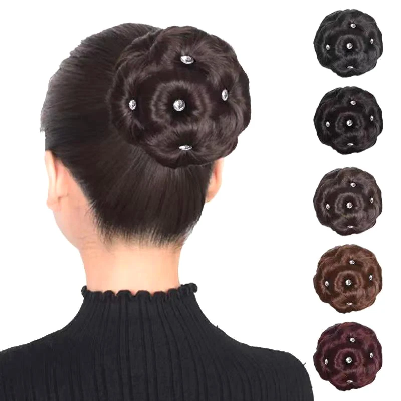 

Elegant Claw-Clip Chignon Bun Nine Flowers Hair Women Curly Chignon Hair Bun Natural-Looking Comfortable Synthetic Hair