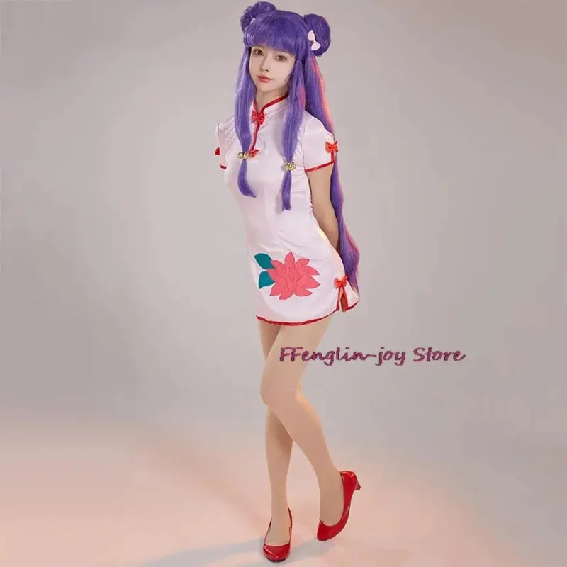Gameboy Shampoo Cosplay Cheongsam Vestito Cos Anime Gameboy Ruolo Shampoo Cameriera Vestito Costume Sexy Set Completo Parrucca Viola