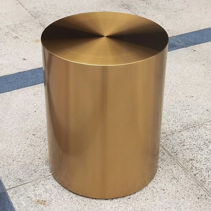 

ss1001 Нержавеющая сталь, гальванический металлический цилиндрический угловой столик с матовым золотым краем, диван для гостиной, небольшой журнальный столик