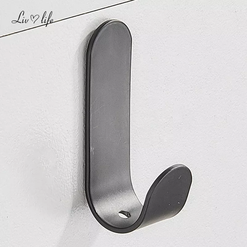 1PCS Strong Stainless Steel Self-Adhesive Hooks Waterproof Sticky Hooks Hanging Bathroom Towel Keys Kitchen Bathroom J-type Hook