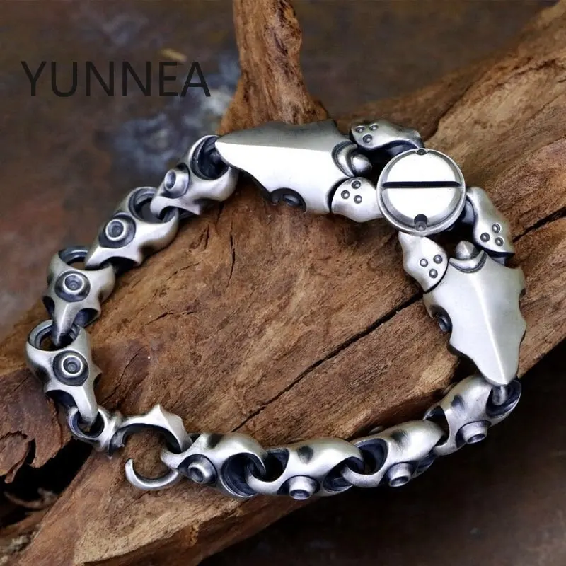 New Arrival Retro Mecha Steel Bracelet Crab Armor Silver Bracelet Creative Gift Edc Self Defense Tools