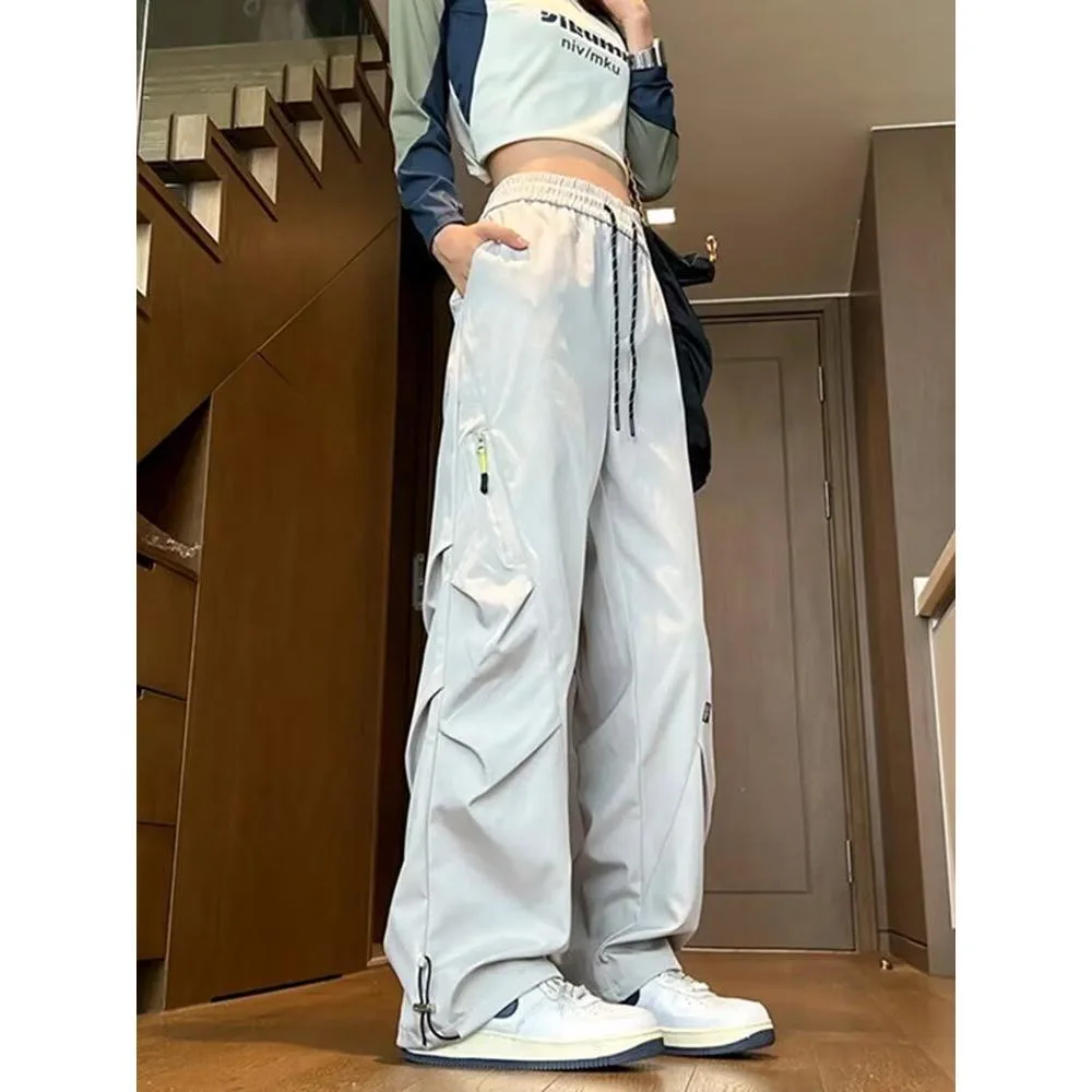 

Свободные мужские повседневные брюки, осень-зима, новые корейские версии, модные универсальные драпированные широкие брюки длиной до пола