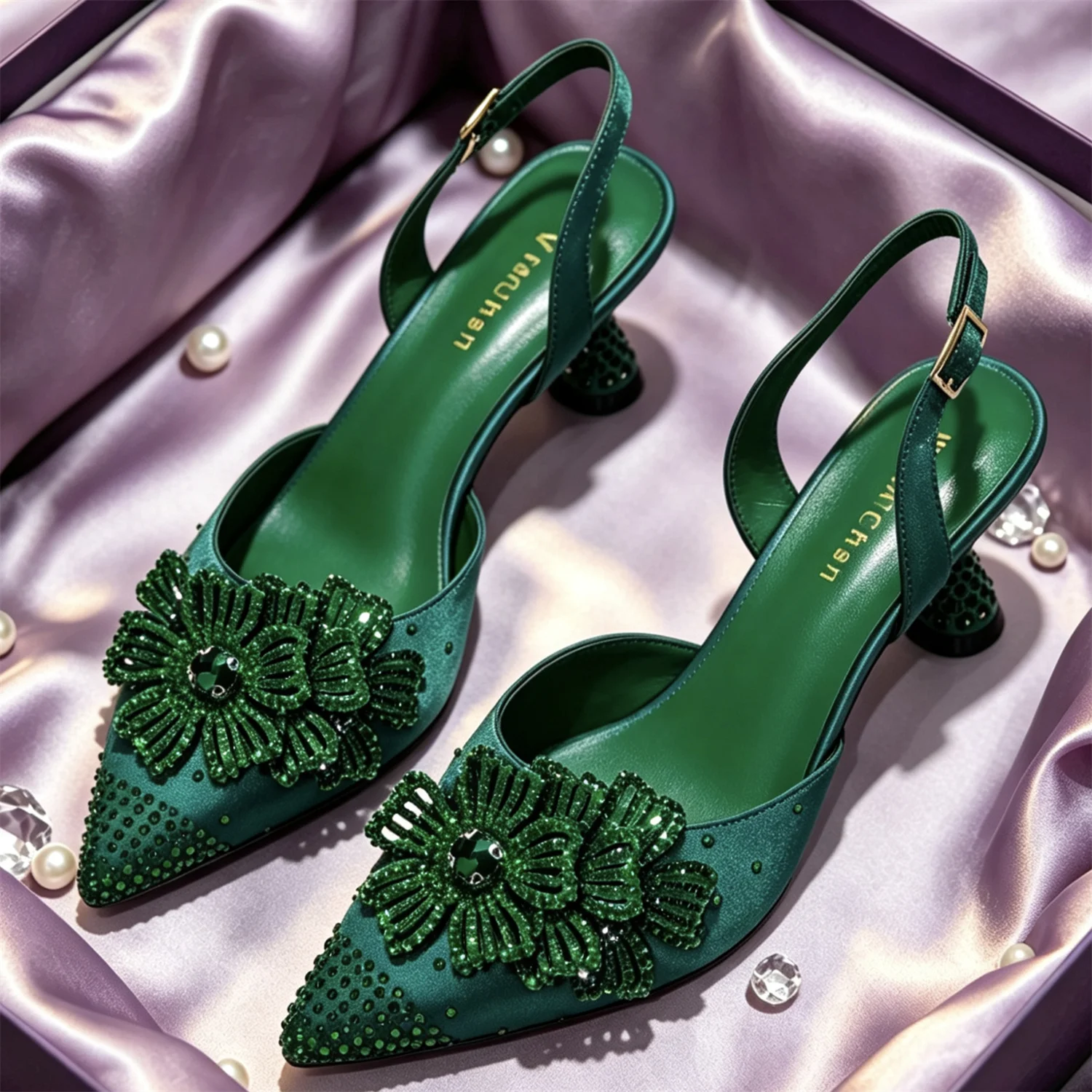 Italian Design Rhinestone-encrusted Ladies Party Shoes And Special Bag Women High Heels Wedding Dual Purpose Bag