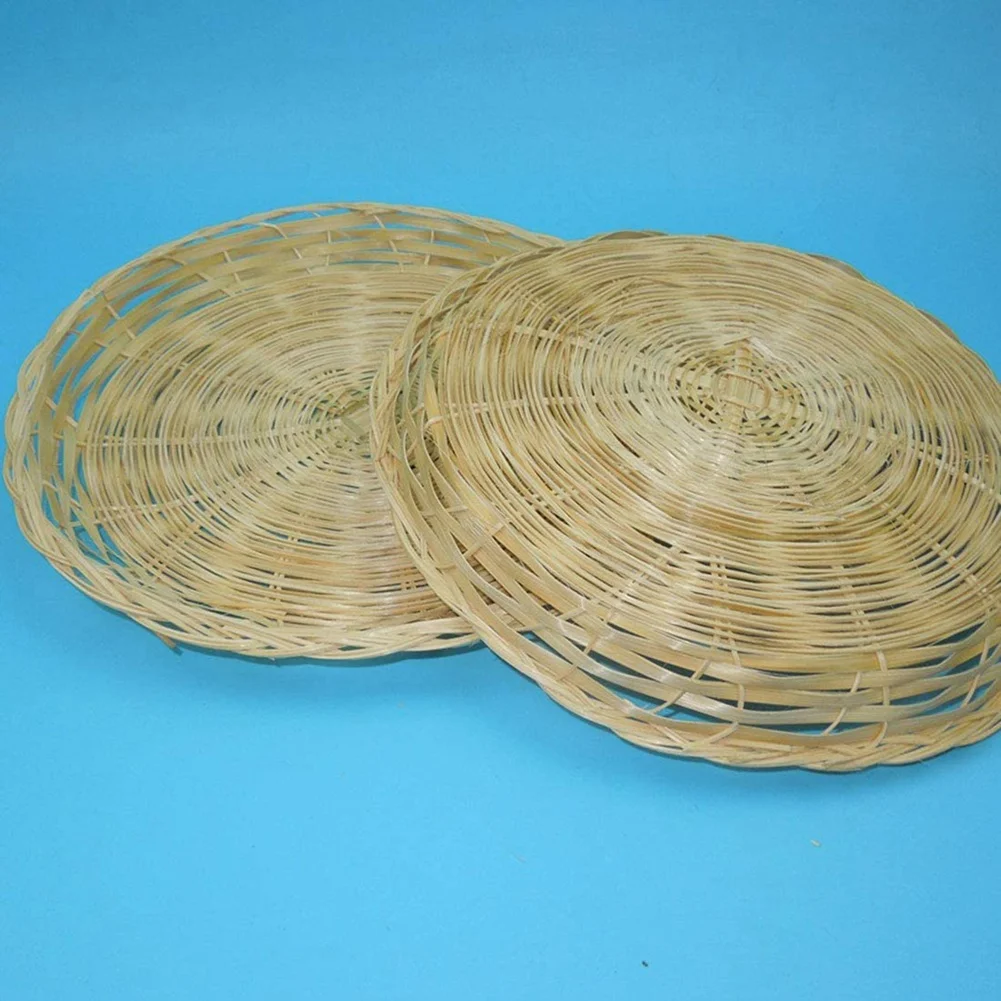 

4 Pcs Bamboo Paper Plate Holder - 10 Inch Round Woven Plate Holder, Reusable Paper Plate Holders for Picnic Party