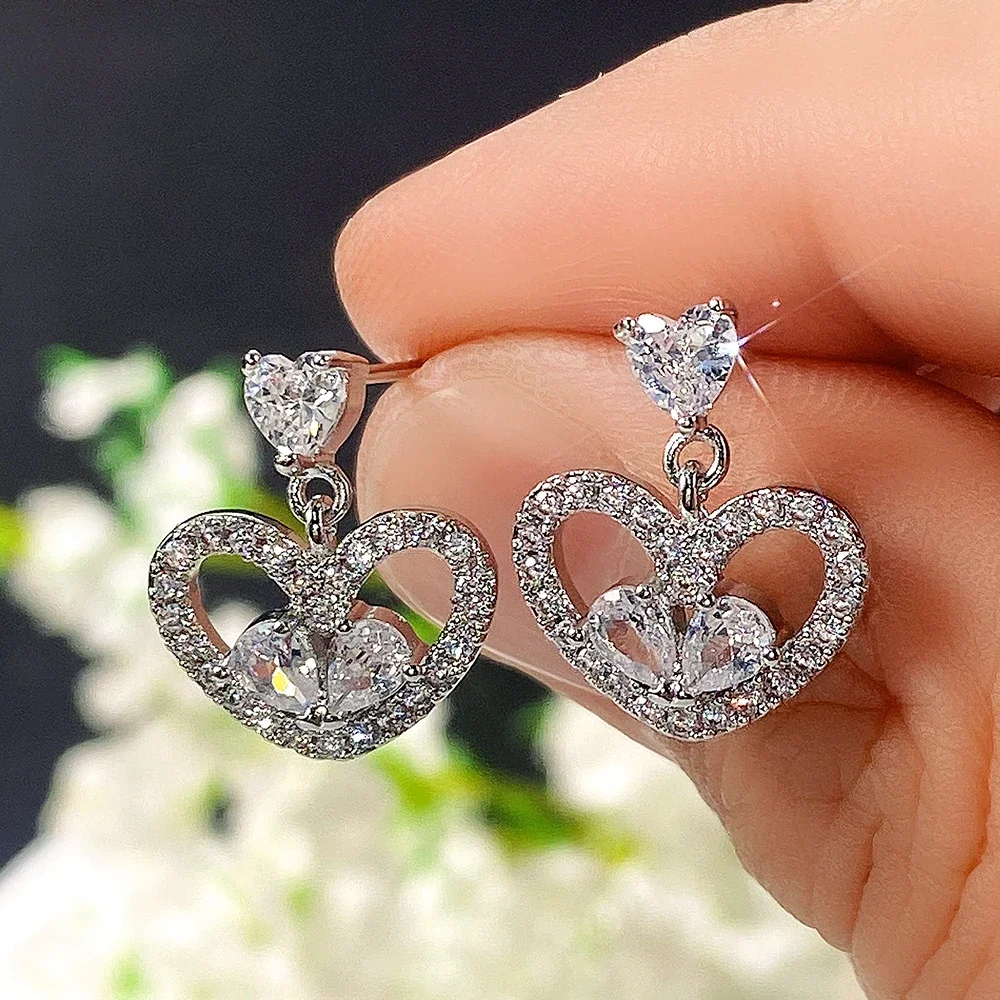 2024 Milangirl New Female Pendant Earrings Brilliant Crystal Jewelry for Wedding Party Elegant Lady Engagement Accessories Gift