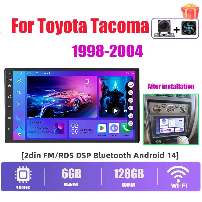 

7 "6+128GB Car Stereo Radio For Toyota Tacoma 1998-2004 Wireless CarPlay Android Auto FM GPS Navi BT Wireless Wifi Head Unit