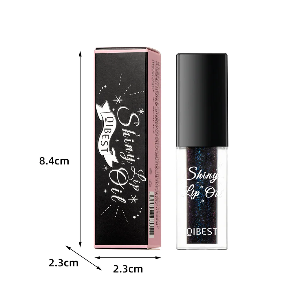 Jelly-Black Glitter Lip Oil, Temperatura Mudança de Cor, Brilho Labial Espumante, Impermeável, Longa Duração, Diamond Shimmer, Tint