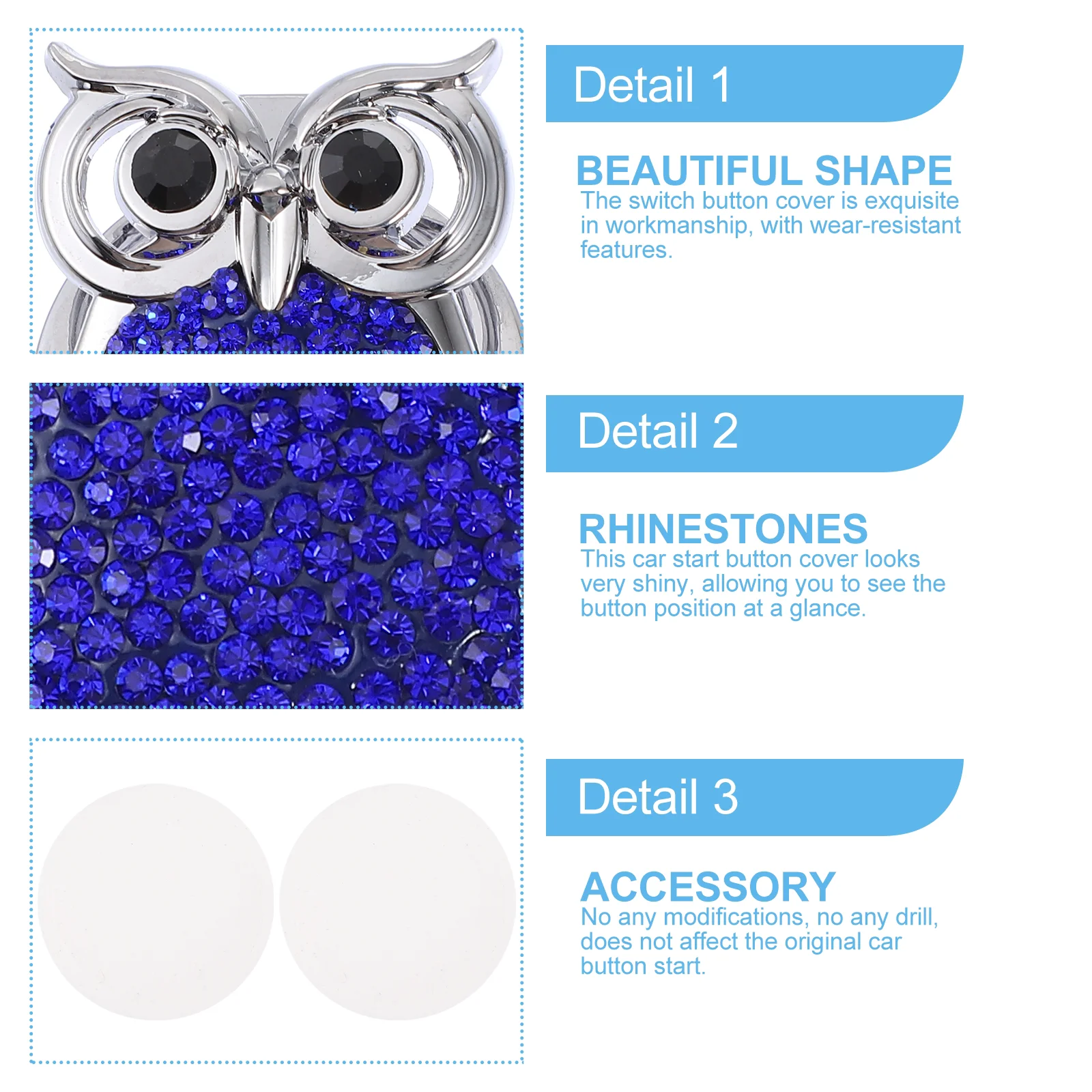 Switch Cover Owl Start Button Car Buttons Ignition Engine Stop Zinc Alloy Decor