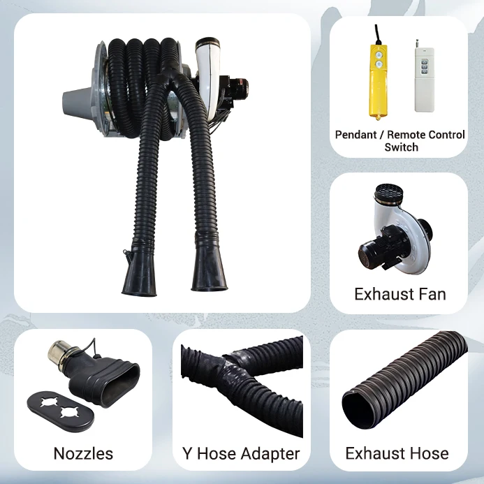 Automatic Dual Pipe Ends Smoke Double Nozzle Vehicle Exhaust Extraction