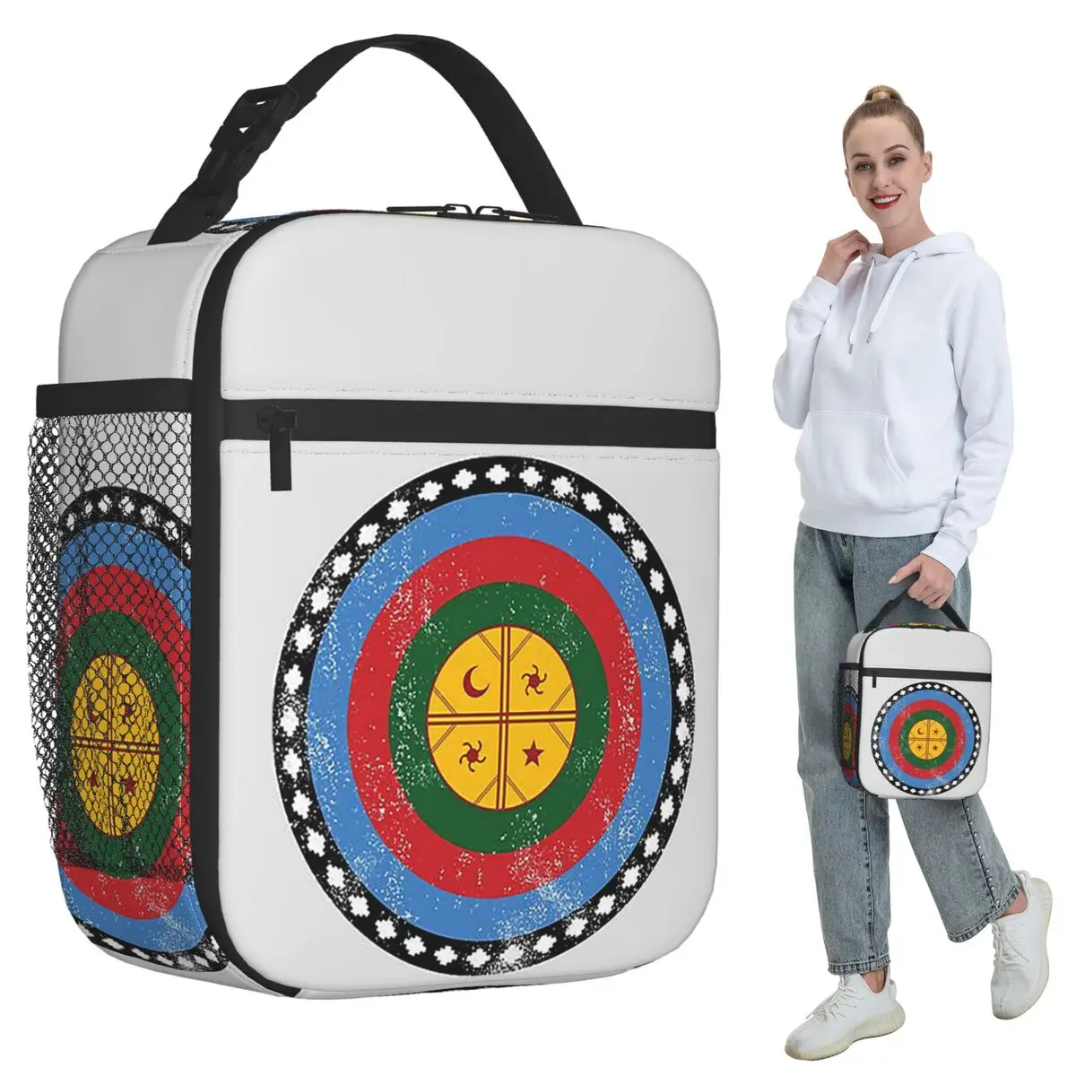 Mapuche Sign Symbol Graphic Insulated Lunch Bag for Women Office Cooler Thermal Food Box Tote Leakproof Lunch Boxes Container