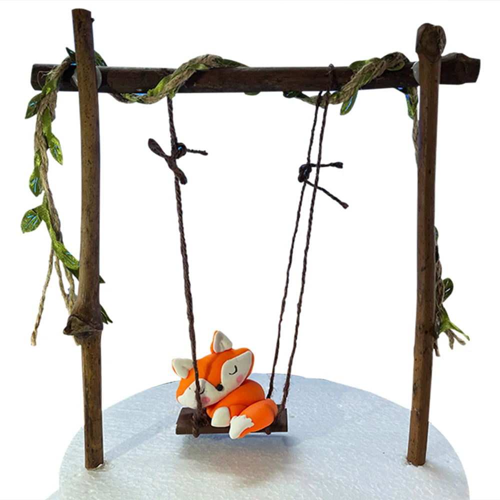 Woodland Dekoracje urodzinowe Swing Fox Theme Party Supplies Hedgehog Squirrel Monkey Cake Topper Animals Cupcake Toppers Decor