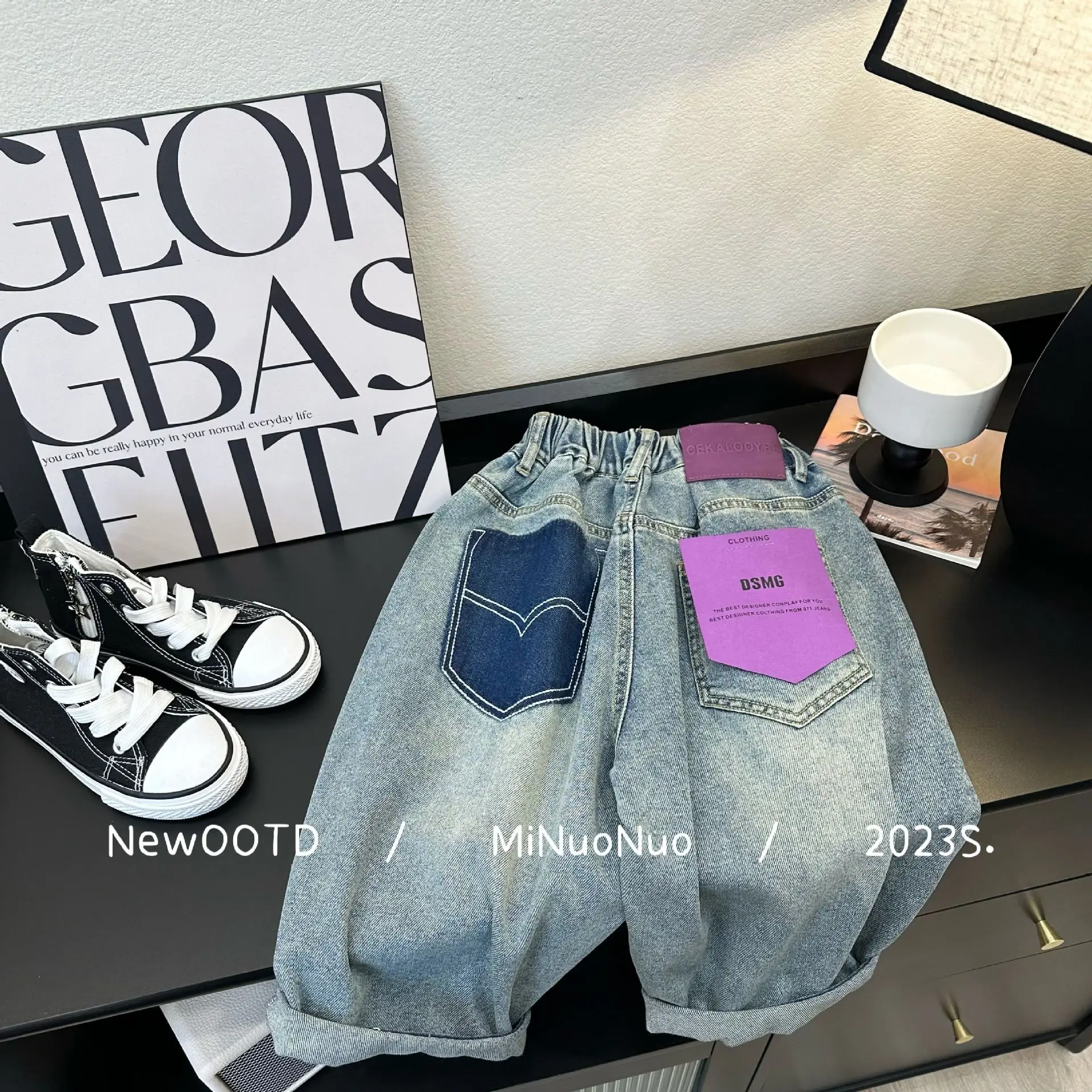 

New Korean Version of Loose Jeans for Children's Summer Casual and Handsome Cropped Pants Thin and Versatile Children's Clothing