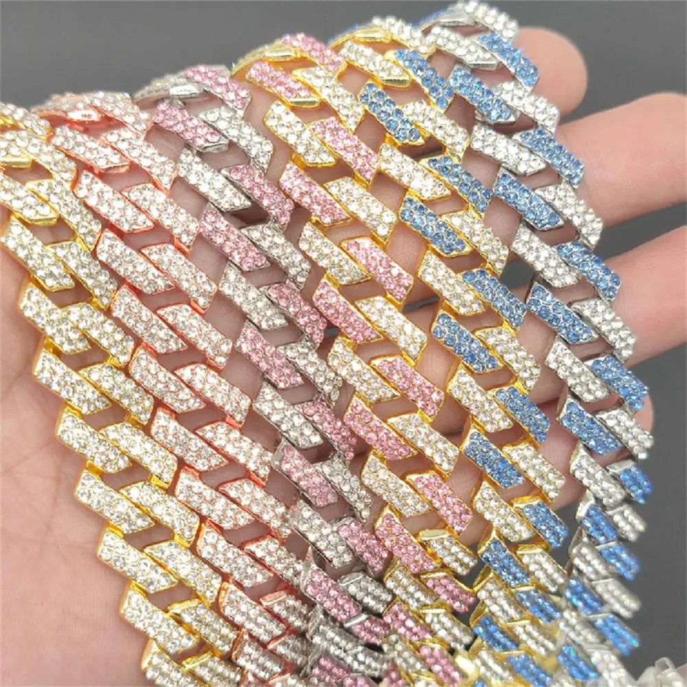 Miami Rhombus Stylish Fashionable Styl Cuban Chain Necklace Bracelet Gifts In-demand Rhinestone Paved Perfect Gift Luxurious Hot