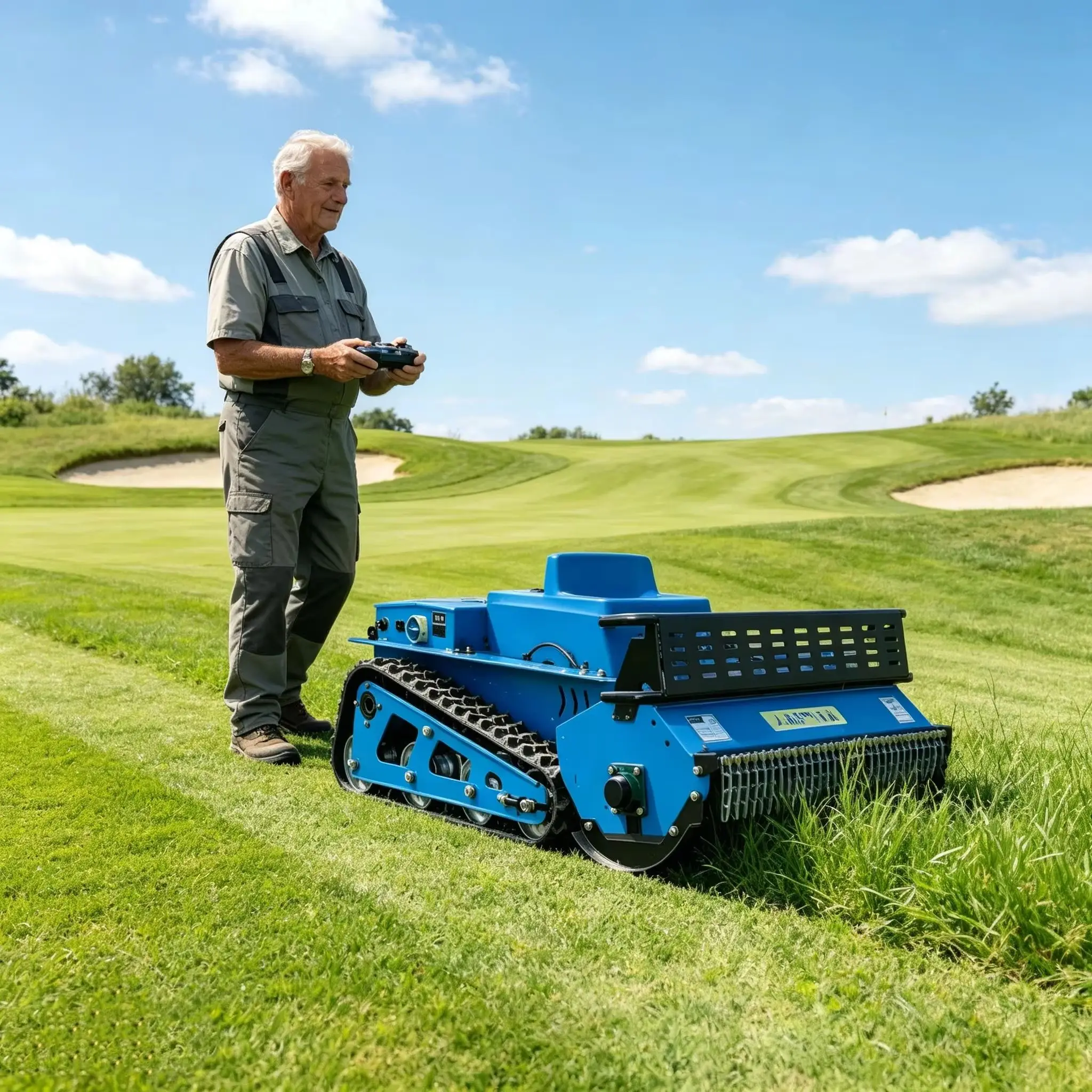 Customized Remote Control Crawler Lawn Mower Low Fuel Consumption Diesel Engine EPA Approved For Hillside Orchard Grass Removal