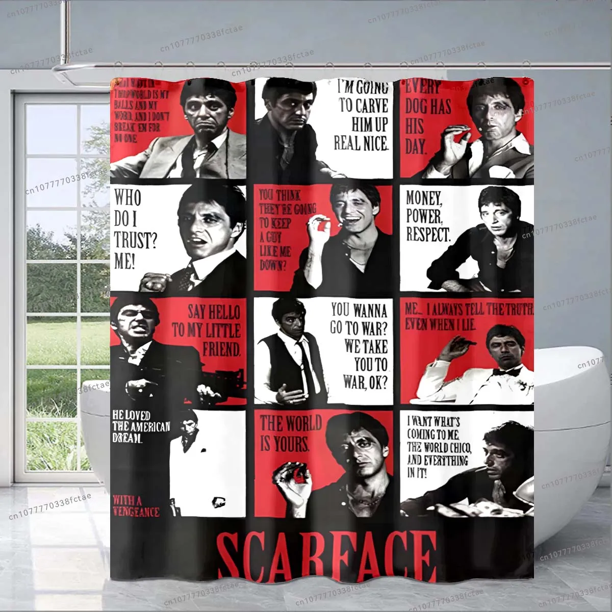 Movie Scarface Tony 3D Shower Curtain Retro Classic Horror Movie Shower Curtain Adult Bathroom Fashion Decorative Shower Curtain