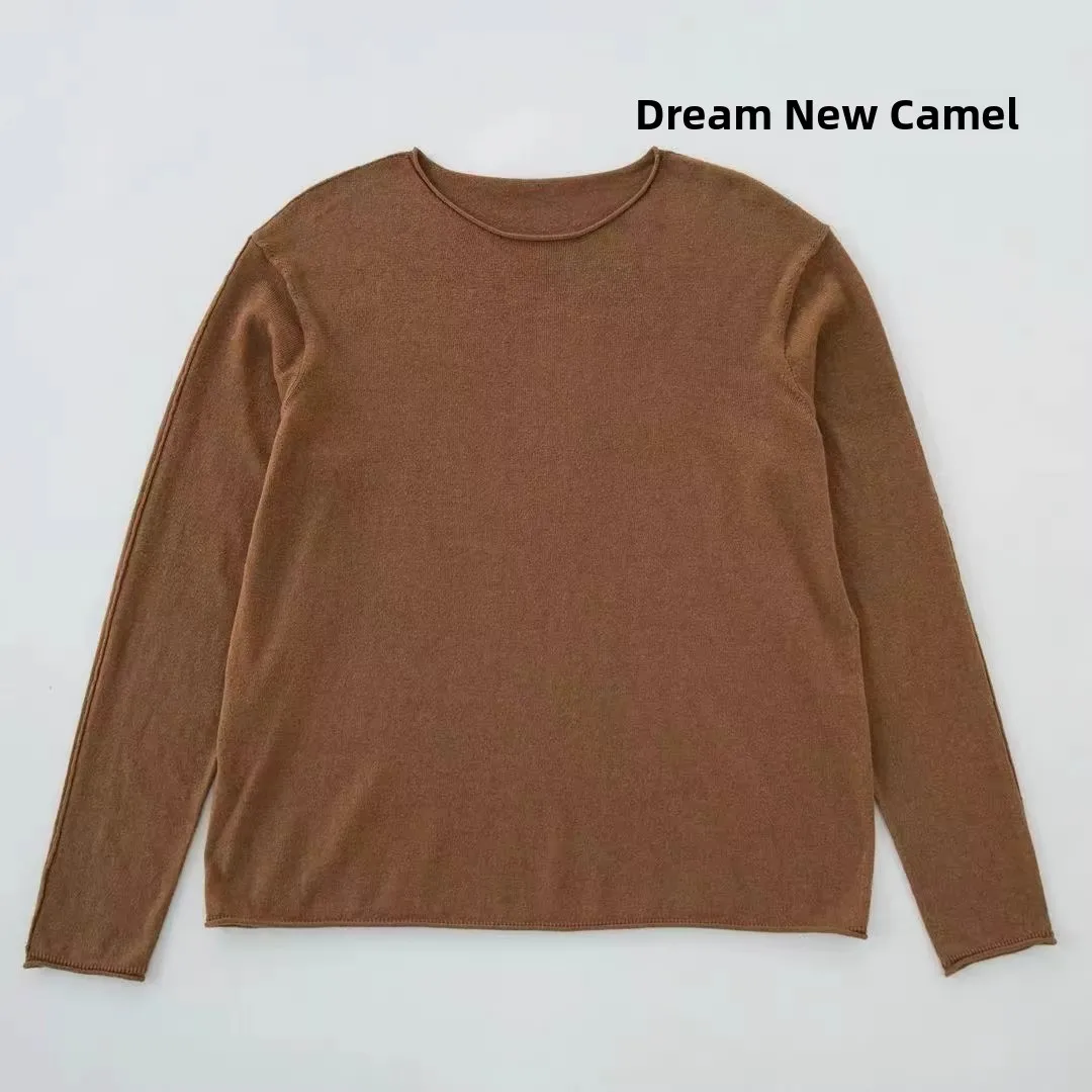 

Базовая круглая трикотажная футболка Long Sve в рулоне из смеси хлопка, женский базовый слой, теплая, удобная, зимняя мода