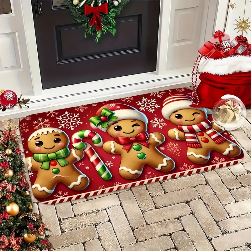 سجادة ترحيب عيد الميلاد الحمراء اللطيفة من VIKAMA - استخدام متعدد الغرف، هدية الانتقال لمنزل جديد وديكور منزلي احتفالي