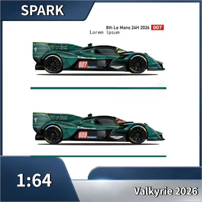 Spark 1:64 Aston Martin Valkyrie 2026 Le Mans Cast Iron Alloy Car Model, Adult Collection Decorative Item.