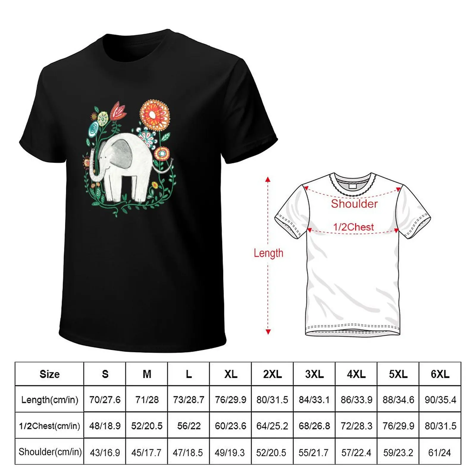 Elephant Among Flowers T-Shirt Running Performance Short Sleeve Tee