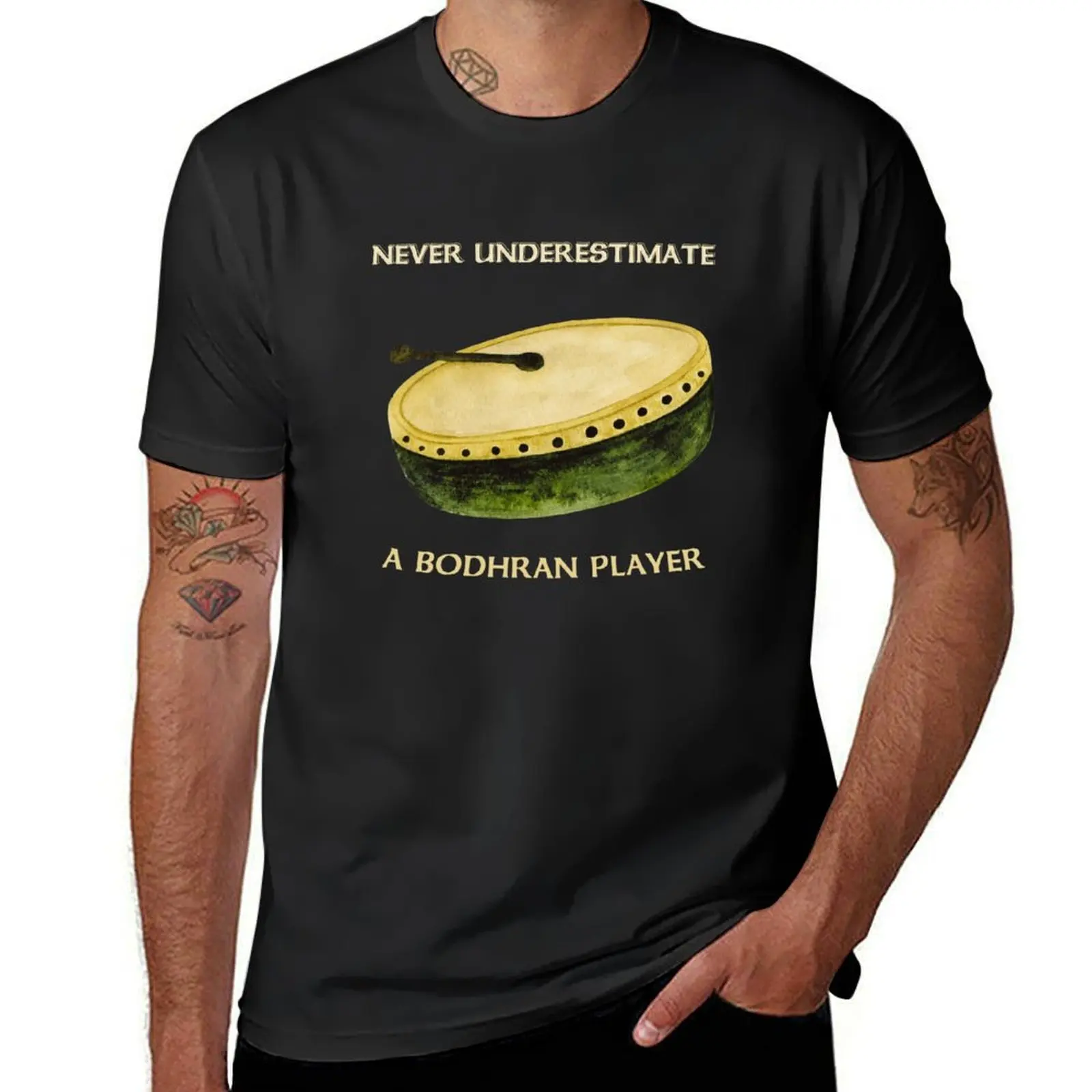 Never Underestimate a Bodhran Player T-Shirt oversizeds funnys customizeds sweat shirts, men