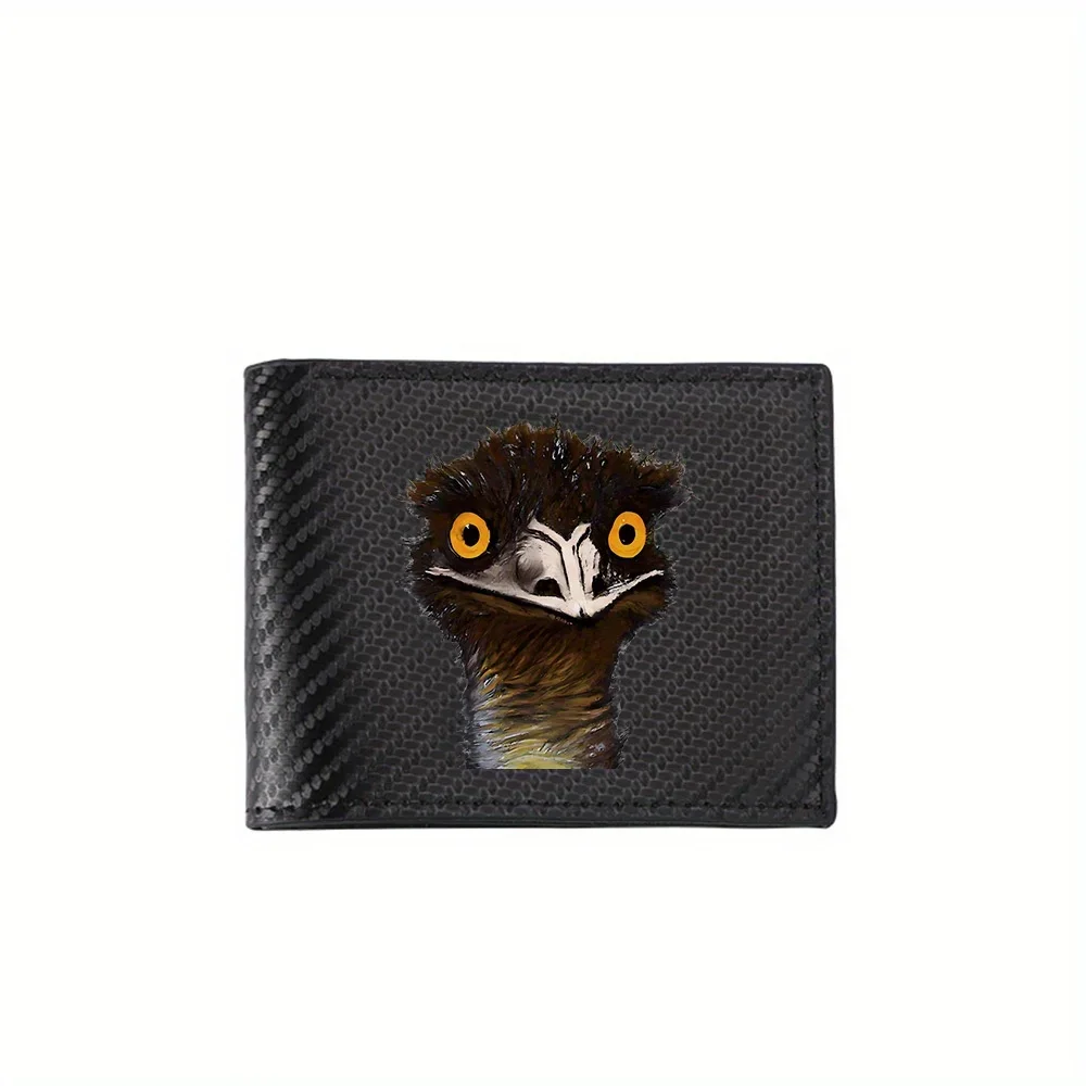 Emu close up eyes brown feather Men's Wallets Simple Business Modern Stylish Printing Design Gifts For Father Boyfriend Christma